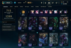 Platina 3 com TODOS os champs e 181 Skins + 4 Vitoriosas - League of Legends LOL