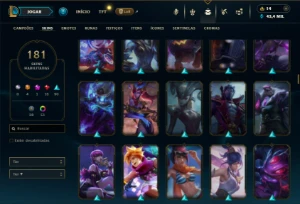 Platina 3 com TODOS os champs e 181 Skins + 4 Vitoriosas - League of Legends LOL