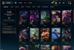 Conta unranked com 31 Champs e 14 Skins - League of Legends LOL