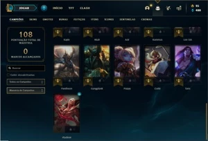 Conta unranked com 31 Champs e 14 Skins - League of Legends LOL