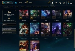 Conta bronze 3 com 22 Champs e 4 Skins + 1 Prestigio do Lee - League of Legends LOL