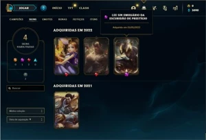 Conta bronze 3 com 22 Champs e 4 Skins + 1 Prestigio do Lee - League of Legends LOL