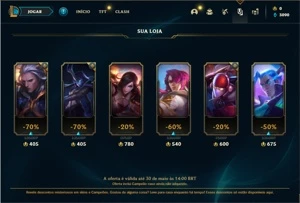 Conta bronze 3 com 22 Champs e 4 Skins + 1 Prestigio do Lee - League of Legends LOL