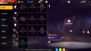 Conta de Free Fire com o primeiro passe e algumas roupas