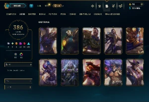 Esmeralda 4 com TODOS os Champs e 386 Skins +6 Prestigios - League of Legends LOL