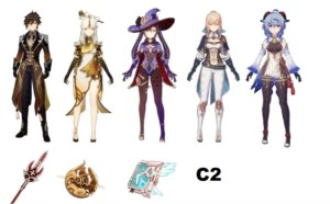 Genshin Impact Ganyu, Zhongli, Jean, Mona + Atlas Celestial