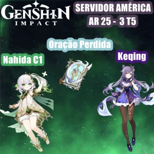 Conta Genshin Impact AR 25 com Nahida C1, Keqing e Oração