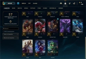 Conta bronze 1 com 23 Champs e 3 Skins + 6 Espolios - League of Legends LOL