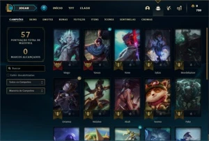 Conta bronze 1 com 23 Champs e 3 Skins + 6 Espolios - League of Legends LOL