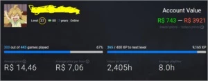 Steam Account 7anos e + de 400 reais em jogos Terraria,Gmod.