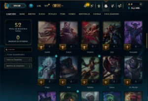 Mestre com 60 Champs e 16 Skins ( 35 PDL ) - League of Legends LOL
