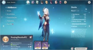 Conta Genshin Impact AR 7 com Shenhe + Keqing