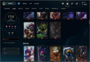 Conta ouro 4 com TODOS os champs e 134 skins (MAIN SUPORTE) - League of Legends LOL