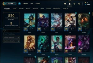 Conta ouro 4 com TODOS os champs e 134 skins (MAIN SUPORTE) - League of Legends LOL