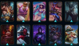 conta league of legends com 296 skins e skins no valorant LOL