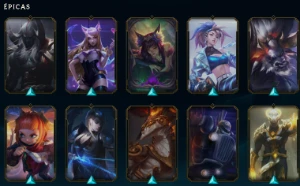 conta league of legends com 296 skins e skins no valorant LOL