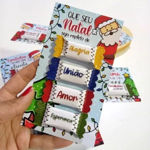 Card de Natal com 4 Balinhas Personalizadas - Artesanato e Personalizados