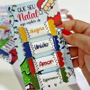 Card de Natal com 4 Balinhas Personalizadas - Artesanato e Personalizados