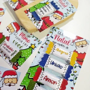 Card de Natal com 4 Balinhas Personalizadas - Artesanato e Personalizados