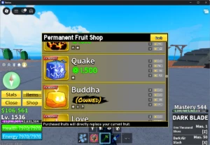 Conta Blox Fruits Lvl 1500+Dragon, Buddha, Light E Dark Perm - Roblox