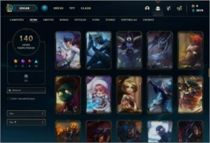 Conta bronze 3 com 118 champs e 140 skins ( MAIN SUP ) - League of Legends LOL