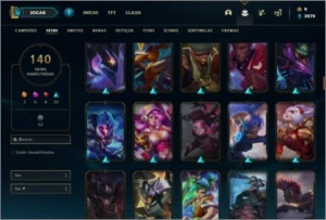 Conta bronze 3 com 118 champs e 140 skins ( MAIN SUP ) - League of Legends LOL