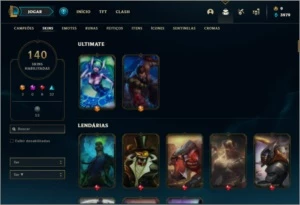 Conta bronze 3 com 118 champs e 140 skins ( MAIN SUP ) - League of Legends LOL