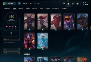 Conta bronze 3 com 118 champs e 140 skins ( MAIN SUP ) - League of Legends LOL
