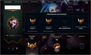 CONTA OURO V, 32 CAMPEÕES, 6 SKINS E BORDA GOLD. - League of Legends LOL