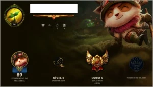CONTA OURO V, 32 CAMPEÕES, 6 SKINS E BORDA GOLD. - League of Legends LOL
