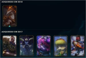 CONTA OURO V, 32 CAMPEÕES, 6 SKINS E BORDA GOLD. - League of Legends LOL