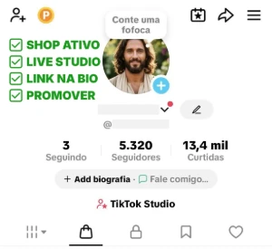 Conta Tiktok Shop Ativo + Live Studio | +5.300 Seguidores - Redes Sociais