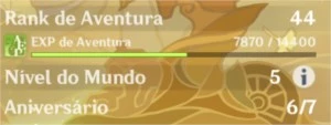 Klee/Ganyu/Venti/Diluk com 3 armas 5 - AR 42 - Genshin Impact