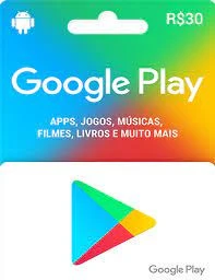 Google Play Store - Crédito De R$30,00 - Gift Cards