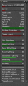 Elite Knight lv 163 - Skills 105/99 - Tibia