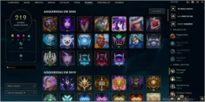 League of Legends gold,253 skins,5 ultimate,19 lendarias LOL