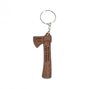 Chaveiro de MDF Eliseu e o Machado - Deus Restaura - Artesanato e Personalizados