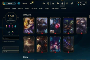 Prata 4 com TODOS os champs e 159 Skins + 7 Vitoriosas - League of Legends LOL