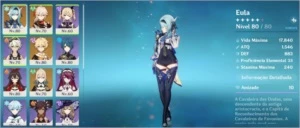 Genshin Impact AR 50 Eula - Kazuha - Jean - Harpa Celestial