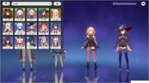 Conta com Hutao, Qiqi e Mona AR26 e Mc Feminino - Genshin Impact