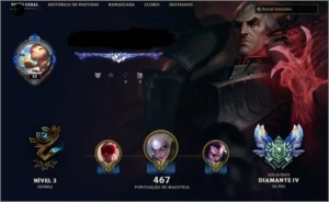 Conta LOL Diamante 4 72 skins - League of Legends