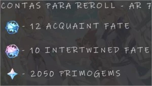 Genshin Impact - Conta AR 7 para Reroll