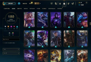 Platina 2 com TODOS os champs e 180 Skins ( MID / JG / TOP ) - League of Legends LOL