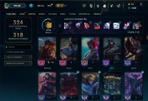 Platina 2 com TODOS os champs e 180 Skins ( MID / JG / TOP ) - League of Legends LOL