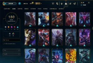 Platina 2 com TODOS os champs e 180 Skins ( MID / JG / TOP ) - League of Legends LOL