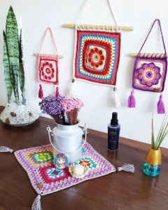 Flâmula Decorativa Flor 3d em Crochê - Artesanato e Personalizados