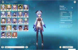 AR 55 - Ganyu, Albedo, Venti, Qiqi C2 e Keqing + Espada Cel - Genshin Impact