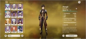 Conta AR 42 Keqing Zhongli e Mona - Genshin Impact
