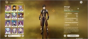 Conta AR 42 Keqing Zhongli e Mona - Genshin Impact