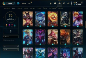 Unranked com 100 Champs e 70 Skins ( MID / TOP / JG ) - League of Legends LOL